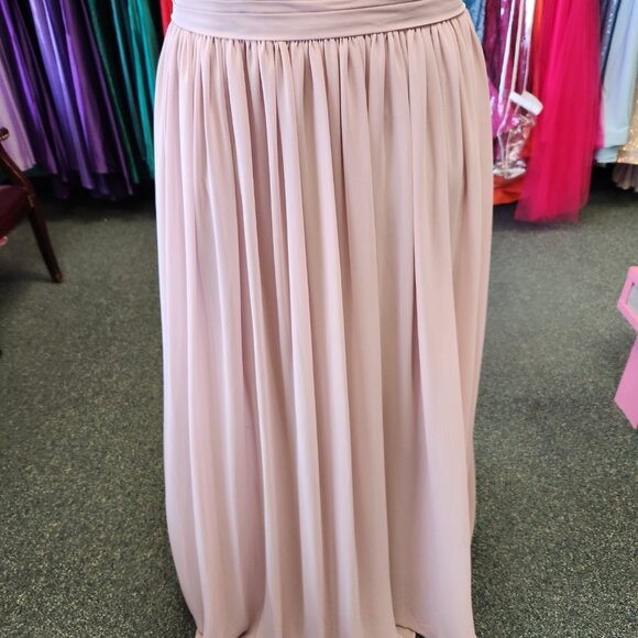 Bill Levkoff 1161 High Neck Open Back Chiffon Bridesmaid Dress Frost Rose Sz 26 - Picture 3 of 7